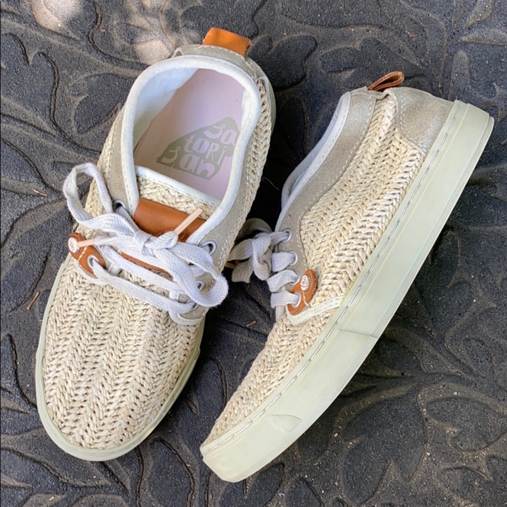 SATORISAN Hamoru Woven Wicker Raffia High Top Sneaker Shoes👟